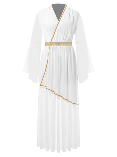 TiaoBug Damen Festliches Weihnachtsengel Kleid Farbblock Midikleider Partykleider Griechische Göttin Kostüm Karneval Halloween Fasching Verkleidung gr. S-3XL Weiß 3XL TiaoBug Damen Festliches Weihnachtsengel Kleid Farbblock Midikleider Partykleider Griechische Göttin Kostüm Karneval Halloween Fasching Verkleidung gr. S-3XL Weiß 3XL von TiaoBug