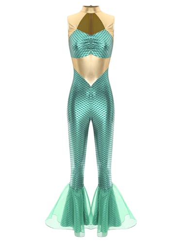 TiaoBug Damen Meerjungfrau Jumpsuit Wetlook Overall Fisch Schuppen Print Body Ärmellos Rollkragen Tops und Skinny Fit Hose Leggings mit Schlag Einteiler Cosplay Kostüm Mintgrün XXL TiaoBug Damen Meerjungfrau Jumpsuit Wetlook Overall Fisch Schuppen Print Body Ärmellos Rollkragen Tops und Skinny Fit Hose Leggings mit Schlag Einteiler Cosplay Kostüm Mintgrün XXL von TiaoBug
