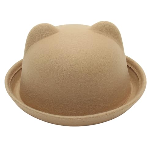 TiaoBug Erwachsene Fedora Hut mit Bär Ohren Niedlich Melone Hut Party-Hut Top Hut Kopfabdeckung Cosplay Fasching Halloween Karneval Kamel Adult Einheitsgröße von TiaoBug