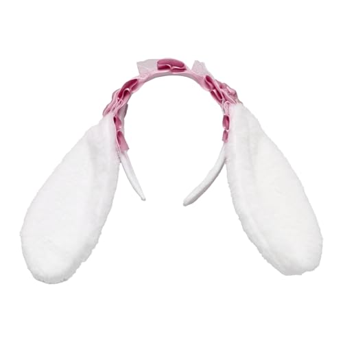 TiaoBug Erwachsene Kinder Plüsche Hasenohren Stirnband mit Spitze Rüschen Kawaii Ostern Haarschmuck Kaninchenohren Haarreif Cosplay Mottoparty Cameo-Braun One Size von TiaoBug