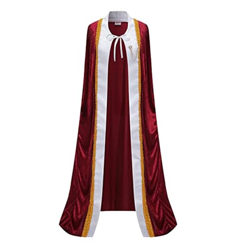 TiaoBug Erwachsene König Prinz Umhang Königsmantel Umhang Lange Robe Rot Samtmantel Cape Halloween Cosplay Karneval Fasching Zubehör Burgundy M von TiaoBug