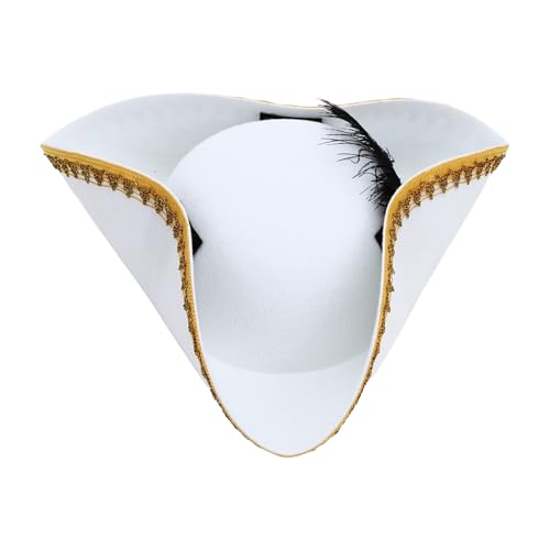 TiaoBug Erwachsenen-Kolonial-Dreispitzhut – Piratenkostüm-Hüte – Kapuzenhut mit abgenutzter Krempe TiaoBug Erwachsenen-Kolonial-Dreispitzhut – Piratenkostüm-Hüte – Kapuzenhut mit abgenutzter Krempe von TiaoBug