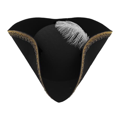 TiaoBug Erwachsenen-Kolonial-Dreispitzhut – Piratenkostüm-Hüte – Kapuzenhut mit abgenutzter Krempe TiaoBug Erwachsenen-Kolonial-Dreispitzhut – Piratenkostüm-Hüte – Kapuzenhut mit abgenutzter Krempe von TiaoBug