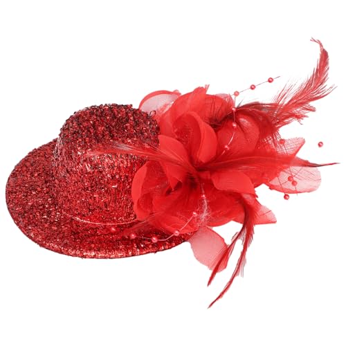 TiaoBug Halloween Minizylinder Hut mit Haarclips Punk Gothic Fascinators Hut Kopfbedeckung Mini Top Hut Haarspange für Karneval Festival Maskerade Rot One Size von TiaoBug