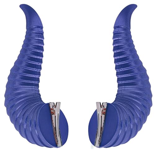 TiaoBug Halloween Teufelshörner Haarnadeln Solide Farbe Böse Hörner Kopfschmuck Dämon Hörner Haarclips Anime Cosplay Mottoparty Fasching Zubehör Dunkelblau One Size von TiaoBug