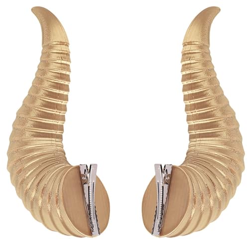 TiaoBug Halloween Teufelshörner Haarnadeln Solide Farbe Böse Hörner Kopfschmuck Dämon Hörner Haarclips Anime Cosplay Mottoparty Fasching Zubehör Gold One Size von TiaoBug