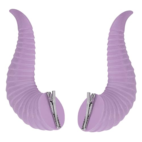 TiaoBug Halloween Teufelshörner Haarnadeln Solide Farbe Böse Hörner Kopfschmuck Dämon Hörner Haarclips Anime Cosplay Mottoparty Fasching Zubehör Lila One Size von TiaoBug