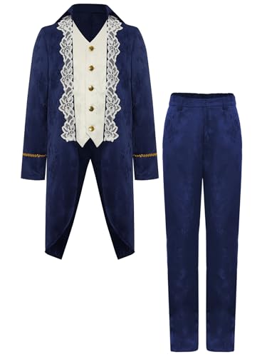 TiaoBug Jungen Prinz Jacke Blumenmuster Mantel Lang und Lange Hose Militärische Uniformen Frack Gothic Anzug Set Halloween Fasching Cosplay Kostüm Dunkelblau 110-116 TiaoBug Jungen Prinz Jacke Blumenmuster Mantel Lang und Lange Hose Militärische Uniformen Frack Gothic Anzug Set Halloween Fasching Cosplay Kostüm Dunkelblau 110-116 von TiaoBug