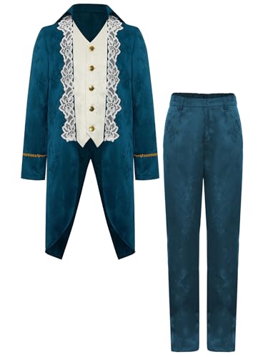 TiaoBug Jungen Prinz Jacke Blumenmuster Mantel Lang und Lange Hose Militärische Uniformen Frack Gothic Anzug Set Halloween Fasching Cosplay Kostüm Pfauenblau 158-164 TiaoBug Jungen Prinz Jacke Blumenmuster Mantel Lang und Lange Hose Militärische Uniformen Frack Gothic Anzug Set Halloween Fasching Cosplay Kostüm Pfauenblau 158-164 von TiaoBug