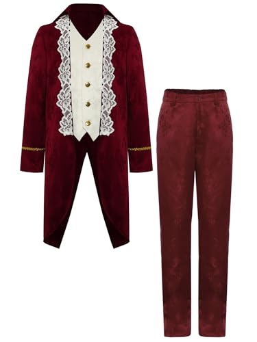 TiaoBug Jungen Prinz Jacke Blumenmuster Mantel Lang und Lange Hose Militärische Uniformen Frack Gothic Anzug Set Halloween Fasching Cosplay Kostüm Rot 170 TiaoBug Jungen Prinz Jacke Blumenmuster Mantel Lang und Lange Hose Militärische Uniformen Frack Gothic Anzug Set Halloween Fasching Cosplay Kostüm Rot 170 von TiaoBug