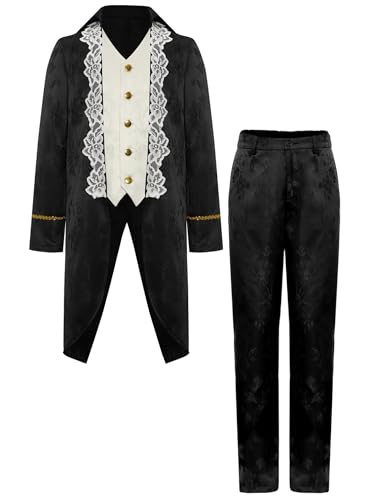 TiaoBug Jungen Prinz Jacke Blumenmuster Mantel Lang und Lange Hose Militärische Uniformen Frack Gothic Anzug Set Halloween Fasching Cosplay Kostüm Schwarz 122-128 TiaoBug Jungen Prinz Jacke Blumenmuster Mantel Lang und Lange Hose Militärische Uniformen Frack Gothic Anzug Set Halloween Fasching Cosplay Kostüm Schwarz 122-128 von TiaoBug