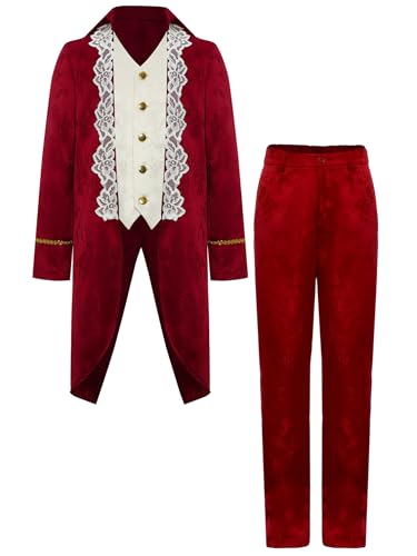 TiaoBug Jungen Prinz Jacke Blumenmuster Mantel Lang und Lange Hose Militärische Uniformen Frack Gothic Anzug Set Halloween Fasching Cosplay Kostüm Weinrot 122-128 TiaoBug Jungen Prinz Jacke Blumenmuster Mantel Lang und Lange Hose Militärische Uniformen Frack Gothic Anzug Set Halloween Fasching Cosplay Kostüm Weinrot 122-128 von TiaoBug