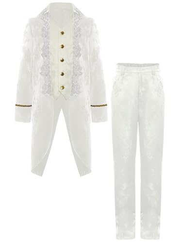 TiaoBug Jungen Prinz Jacke Blumenmuster Mantel Lang und Lange Hose Militärische Uniformen Frack Gothic Anzug Set Halloween Fasching Cosplay Kostüm Weiß 110-116 TiaoBug Jungen Prinz Jacke Blumenmuster Mantel Lang und Lange Hose Militärische Uniformen Frack Gothic Anzug Set Halloween Fasching Cosplay Kostüm Weiß 110-116 von TiaoBug