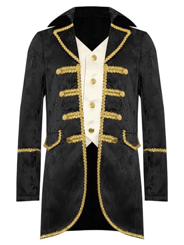 TiaoBug Jungen Viktorianischer Anzugjacke Gohtic Piraten Kostüm Renaissance Frack Mittelalterliche Gehrock Vintage Retro Blazer mit Schnür Militärische Uniformen Schwarz 158-164 TiaoBug Jungen Viktorianischer Anzugjacke Gohtic Piraten Kostüm Renaissance Frack Mittelalterliche Gehrock Vintage Retro Blazer mit Schnür Militärische Uniformen Schwarz 158-164 von TiaoBug