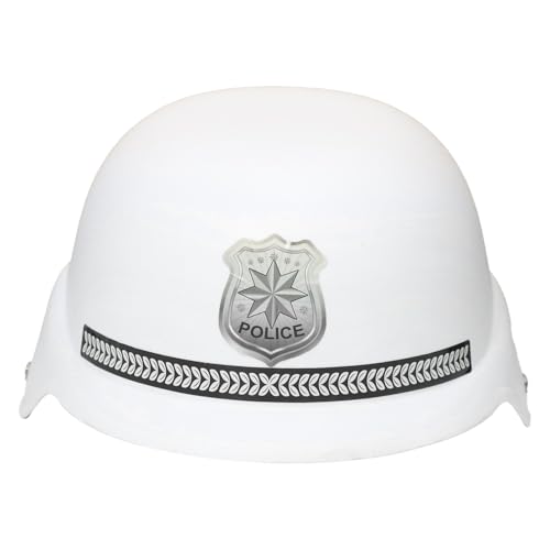 TiaoBug Kinder Kunststoff Feuerwehrhelm Polizei Ingenieur Helm Sicherheitskappe Mädchen Junge Spielzeughelm Feuerwehrmann Cosplay Zubehör Weiß One Size von TiaoBug