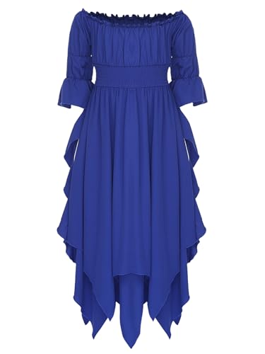 TiaoBug Mädchen Schulterfreies Toga Kleid mit Halbarm Gerafftes Partykleid mit Asymerischem Rock Griechische Königin Midikleid Römerin Cosplay Outfits Königsblau 134-140 TiaoBug Mädchen Schulterfreies Toga Kleid mit Halbarm Gerafftes Partykleid mit Asymerischem Rock Griechische Königin Midikleid Römerin Cosplay Outfits Königsblau 134-140 von TiaoBug