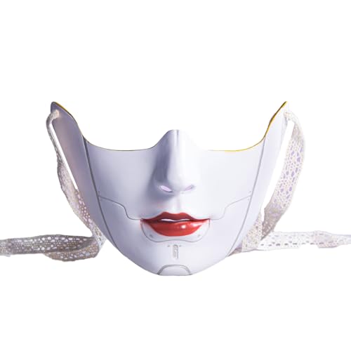 TiaoBug Maskerade Maske Cyber Phantom Maske Japanische Kabuki Maske Venezianische Maske Gothik Punk Gesichtsmaske für Halloween Karneval Fasching Halb gefärbt One Size von TiaoBug