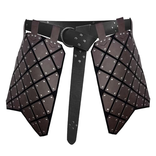 TiaoBug Mittelalter Kunstleder Gladiator Rock Wikinger Taillengürtel Rock Kriger Hüfte Rüstung Renaissance Cosplay Fasching Kostüm Dunkelbraun B One Size von TiaoBug