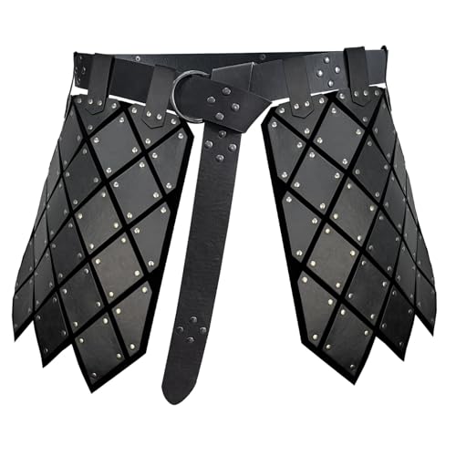 TiaoBug Mittelalter Kunstleder Gladiator Rock Wikinger Taillengürtel Rock Kriger Hüfte Rüstung Renaissance Cosplay Fasching Kostüm Schwarzes C One Size von TiaoBug