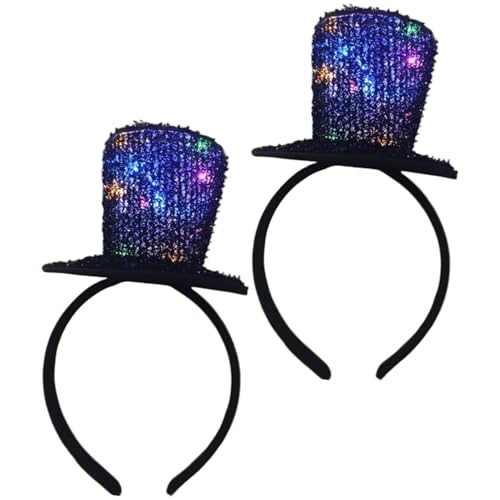 TiaoBug Weihnachtsmützen Stirnbänder Kopfbedeckungen Leuchtendes Mini-Hut-Accessoire für Halloween-Partys 2 Stück Schwarz Einheitsgröße TiaoBug Weihnachtsmützen Stirnbänder Kopfbedeckungen Leuchtendes Mini-Hut-Accessoire für Halloween-Partys 2 Stück Schwarz Einheitsgröße von TiaoBug