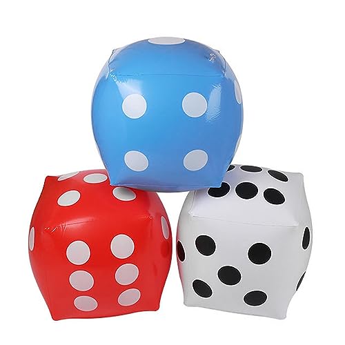 Tiardey 3 Stück aufblasbare Würfel, Riesenwürfel, 30 cm, für breite Spiele im Innen- und Au?enbereich, Ludo und Poolparty (Schwarz + Wei? + Rot) von Tiardey