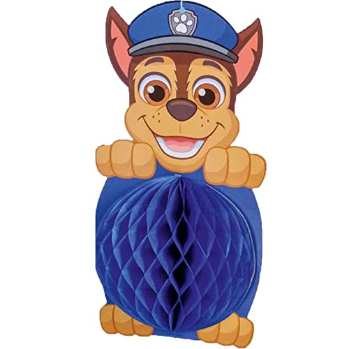 1 Wabenball-Figur * Chase - PAW Patrol * als Deko für Kindergeburtstag ud Mottoparty | 30cm groß, 15cm Durchmesser, blau | Polizeihunde Tischdeko Honeycomb Party Geburtstag von Tib Heyne