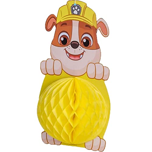 1 Wabenball-Figur * Rumble - PAW Patrol * als Deko für Kindergeburtstag ud Mottoparty | 30cm groß, 15cm Durchmesser, gelb | Polizeihunde Tischdeko Honeycomb Party Geburtstag von Tib Heyne