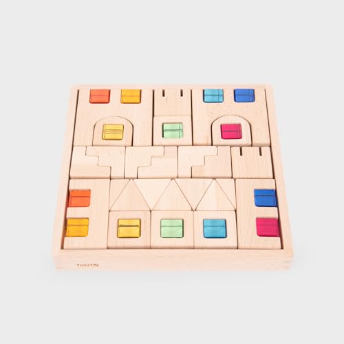 TickiT 73546 Wooden Building Blocks Gemstone - Building Cubes - Stacking Blocks - Gemstone Cubes - Small World Game von tickit