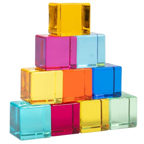 TickiT 73550 Gem Rainbow Building Blocks-Acrylic Gemstone Cubes-Stacking Toy, [Multi], S von TickiT