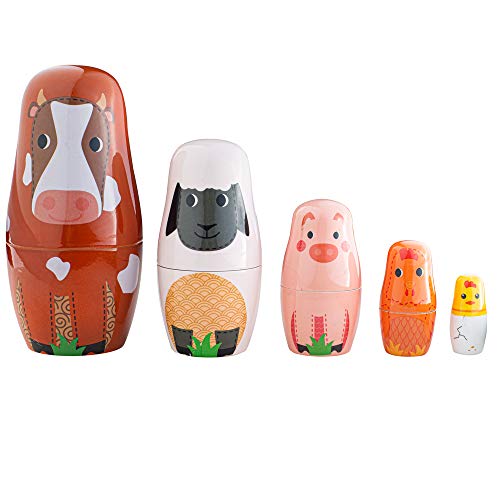 Bigjigs T0532 - Farm-Tier, Russische Dolls, Dekoration und Aufbewahrung für Kinder, Mehrfarbig von Tidlo