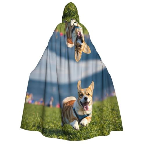 Süßer Corgi-Aufdruck, Erwachsenen-Umhang, Kapuzenmantel, Umhang, Halloween, Kapuzenumhang, Weihnachten, Party, Cosplay von TietYaer