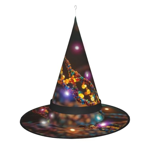 TietYaer DNA-Kette mit Fotodruck Hexenhut Halloween Hexenhut Hexe Cosplay LED Halloween Dekoration Hexenhut Erwachsene von TietYaer