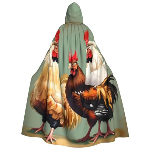 TietYaer Kapuzenumhang mit Hahn- und Huhn-Aufdruck, für Erwachsene, Halloween, Weihnachten von TietYaer