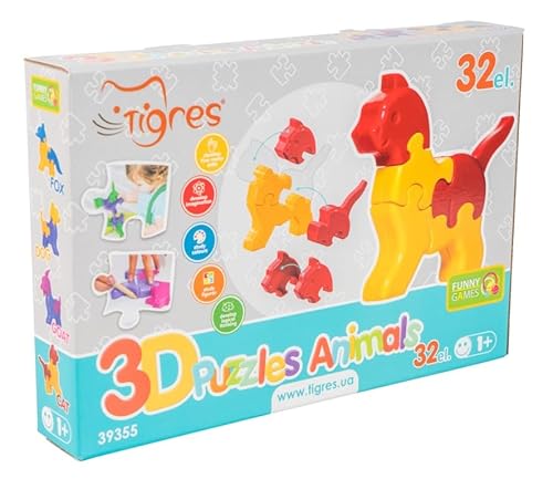 Puzzles, 3D Puzzles für Kinder, Lernspielzeug, Motorikspielzeug, Steckpuzzles, 32 Teile, 4 Tiere im Set Puzzles, 3D Puzzles für Kinder, Lernspielzeug, Motorikspielzeug, Steckpuzzles, 32 Teile, 4 Tiere im Set von Tigres