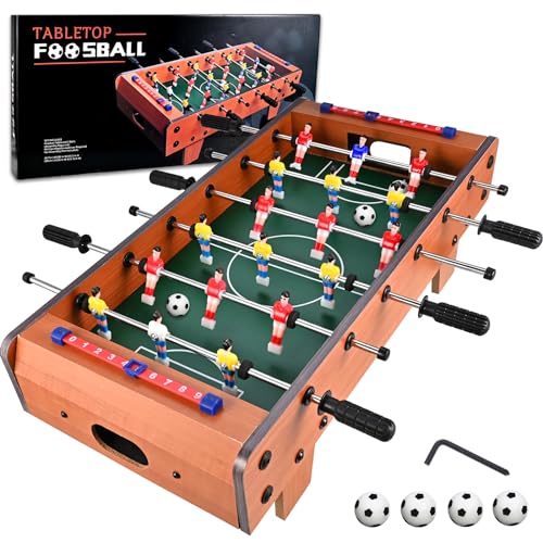 Tigvio Mini Tischkicker, Kickertisch (Aktualisierung), Tischfussball mit 6 Stangen und 4 Kickerbälle, Tischkicker Kinder, 50.5 x 24.5 x 15 cm Mini Tischfussball Kinder, Kicker Einfach zu Montieren von Tigvio