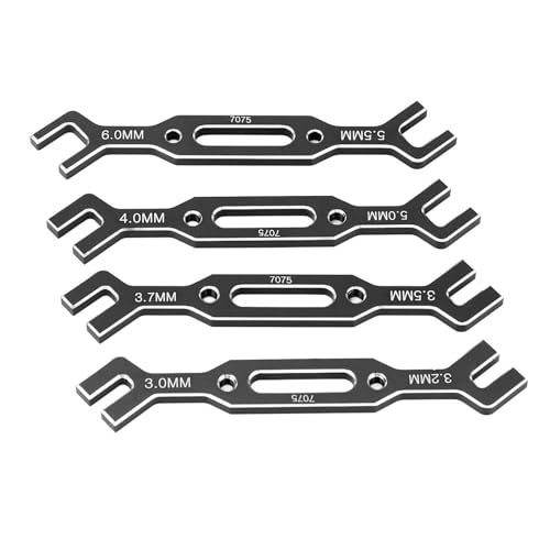 4PCS RC Spurstangen-Einstellschlüssel, Tragbares Aluminiumlegierung 1/10 1/16 3,0 Mm-6,0 Mm Modell RC Auto-Reparaturwerkzeug-Set (Black) von Tihebeyan