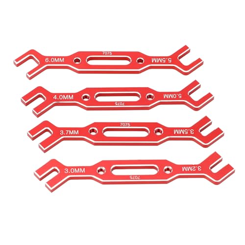 4PCS RC Spurstangen-Einstellschlüssel, Tragbares Aluminiumlegierung 1/10 1/16 3,0 Mm-6,0 Mm Modell RC Auto-Reparaturwerkzeug-Set (Rot) von Tihebeyan