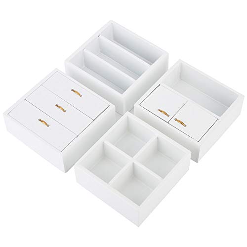 Tihebeyan 4 Stück 1:12 Mini-Puppenhaus-Schrank, Tragbare Holzschrank-Möbel, Wohnzimmer, Schlafzimmer, Schrank für Puppenhaus (White) von Tihebeyan