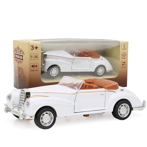 Tihebeyan Mini-Spielzeug-Oldtimer, High-Stimulation-Legierung Oldtimer-Roadster mit Sound- und Lichtdesign-Modell-Spielzeugfahrzeug für Kinderspielzeug (White) von Tihebeyan