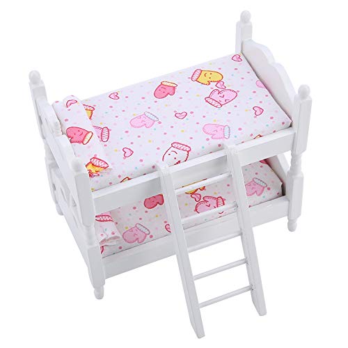 Puppen-Etagenbett, Premium-Holzmöbel, Rosa Erdbeere, Mini-Puppenhausbett Verbessert die Kreativität, Exquisite Handwerkskunst für 1/12 Puppenhaus (3) von Tihebeyan