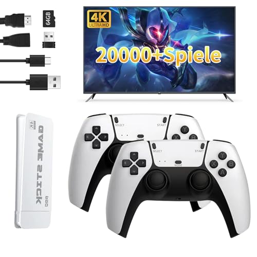 M15 Retro Game, Mit 20000 Spielen, 23 Emulatoren, 64GB TF Karte, 4K HDMI Ausgang & Dual 2.4G Wireless Controllern, Plug and Play Videospielkonsole Geeignet Für Gamer Jeden Alters von Tihokile