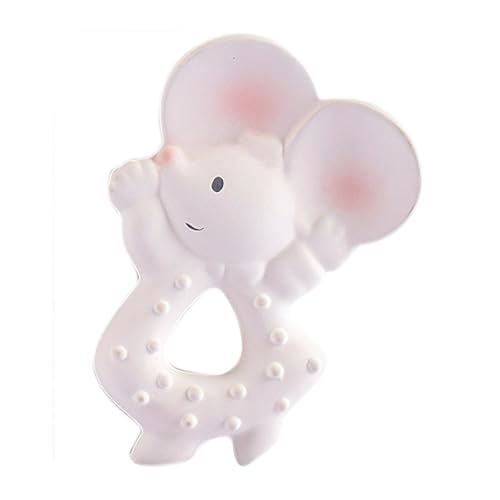 Tikiri 8577314 - Naturkautschuk Beißring Meiya, Maus, Babyspielzeug in Geschenkbox, für Babys und Kinder ab 0+ Monaten, 11cm, weiß von Tikiri