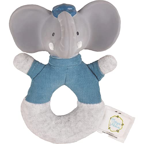 Tikiri 8578104 - Naturkautschuk Rassel Alvin, Elefant, Greifling für Babys und Kinder ab 0+ Monaten, 13cm von Tikiri