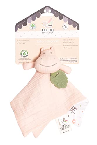 Tikiri 8598306 Naturkautschuk Schmusetuch Nilpferd, Schnuffeltuch für Babys und Kinder ab 0+ Monaten, 30cm von Tikiri