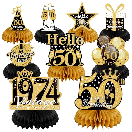 50 Geburtstag Mann, 9 Stück, Schwarze Goldene Deko, 50. Geburtstag Mann, Tischdeko Geburtstag, Bienenwabe Mittelstück, Tischdeko Papier Geburtstagsparty Zubehör, 1974 Geburtstag Deko für Männer 50 Geburtstag Mann, 9 Stück, Schwarze Goldene Deko, 50. Geburtstag Mann, Tischdeko Geburtstag, Bienenwabe Mittelstück, Tischdeko Papier Geburtstagsparty Zubehör, 1974 Geburtstag Deko für Männer von Tikplus