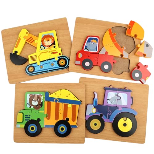 4 Stück Holzpuzzle Holzspielzeug Kinder, Steckpuzzle Montessori Spielzeug, Holz Puzzle Lernspielzeug, Babyspielzeug Geschenk Mädchen und Jungen Kinder ab 2 - Fahrzeug Stil 4 Stück Holzpuzzle Holzspielzeug Kinder, Steckpuzzle Montessori Spielzeug, Holz Puzzle Lernspielzeug, Babyspielzeug Geschenk Mädchen und Jungen Kinder ab 2 - Fahrzeug Stil von Tikplus