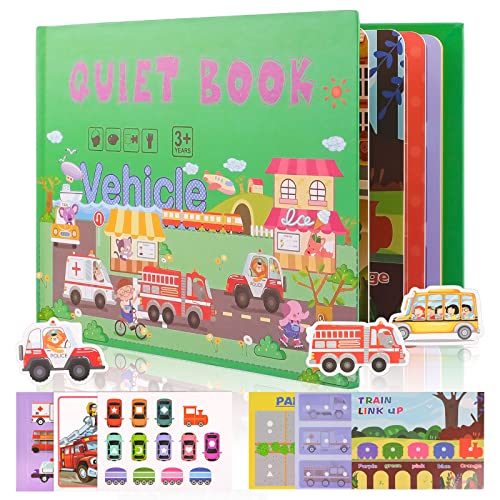 Quiet Book ab 3 Jahre, Auto Thema Montessori Buch Busy Book 3-6 Jahre, Pädagogisches Spielzeug Puzzle Buch, Kleinkinder Interactive Educational Books for Toddlers von Tikplus