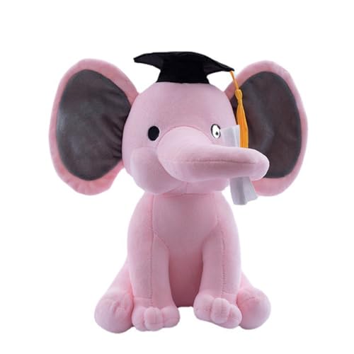 Plüschtiere - Elefant, Abschluss Elefant mit Diplom Tasseled Hut, große Plüsch Elefant, Mädchen und Jungen Abschluss 25cm (Rosa) von Tikwisdom