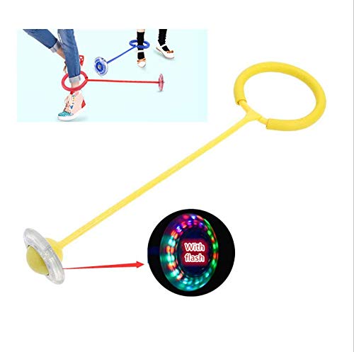 Tikwisdom LED Single Leg Blinkende Rad Springen Kinder Ball Outdoor Spiele Energetisch - Kinder Hüpfen Ball Fußball Spielzeug Swing Ball (Gelb) von Tikwisdom