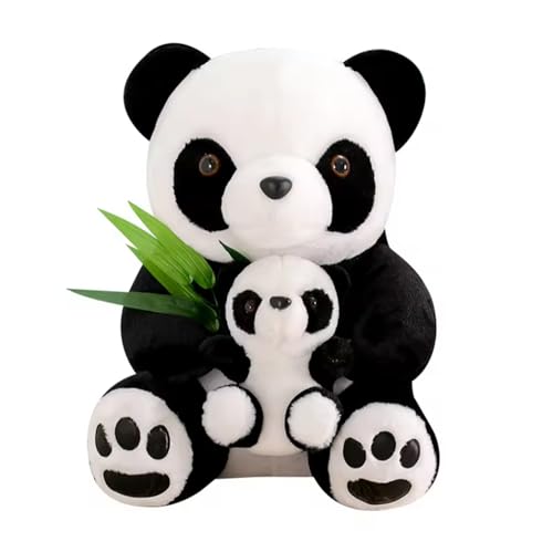 Tikwisdom Plüschtiere-Schwarzer und weißer Riesenpanda, Mama Panda und Baby Panda Plüschtiere, Super Kuscheltiere Panda, Dschungel Thema, Dekoration, Kuscheln, (Schwarz+weiß 30cm) von Tikwisdom